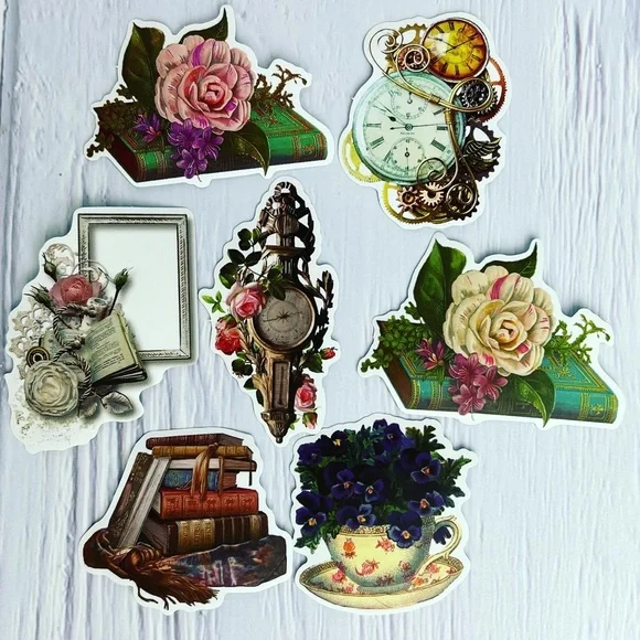 Old World Charm, Ornate Decor, Flowers, Books, Cherubs, And More, 50 Stickers - Picture 7 of 15
